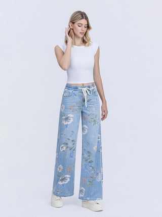 Floral High Drawstring Wide 32"