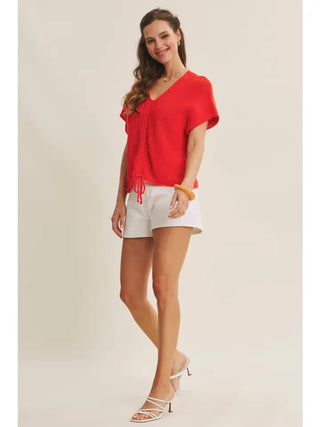 Brylee Red Ruched Top