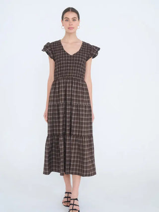 Chestnut Charm Plaid Midi Dress