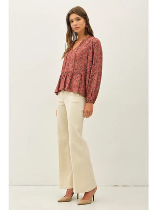 Mauve Your Body Floral Blouse
