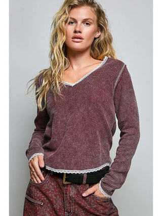 Mulberry Lace Waffle Top
