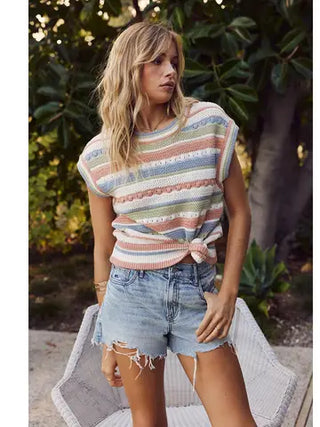 Kate Apricot Stripes Top