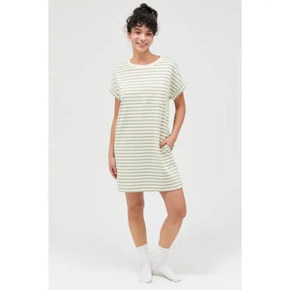 Sage Stripes Cotton Dress