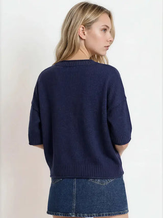 Navy Ease Sweater Top
