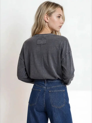 Charcoal Washed Knit Top