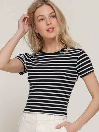 Baby Tee Stripes-Black