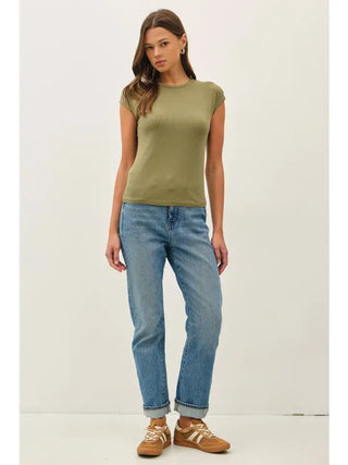 Olive Over Ribbed Tee