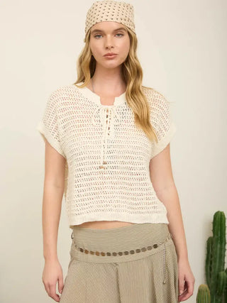 Lace Up Cream Crochet