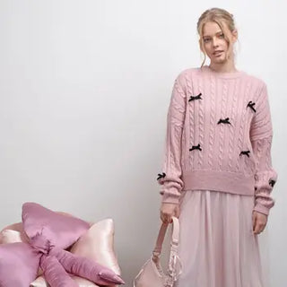 Dusty Pink Bow Sweater