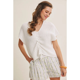 Brylee White Ruched Top