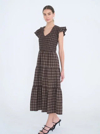 Chestnut Charm Plaid Midi Dress
