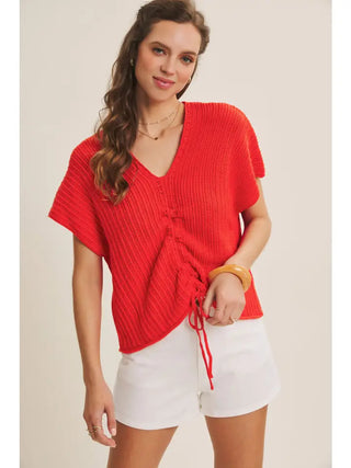 Brylee Red Ruched Top