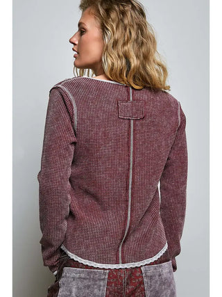 Mulberry Lace Waffle Top