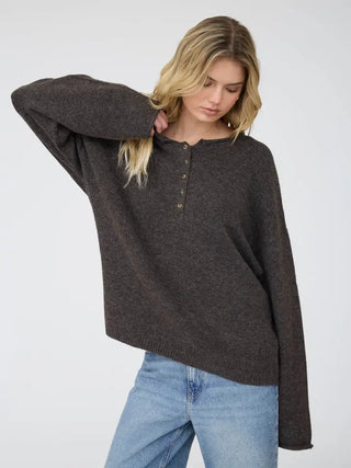 Dark Roast Henley Knit