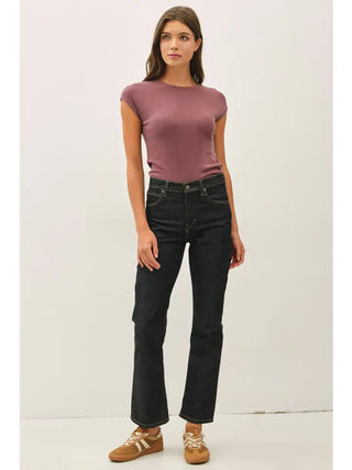 Mauve Over Ribbed Tee