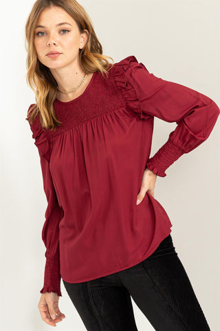 Pulling It Together Wine Blouse