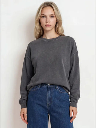 Charcoal Washed Knit Top
