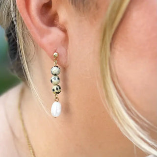 Jasper and Pearl Drop Earrings
