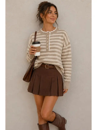 Latte Lace Stripe Sweater