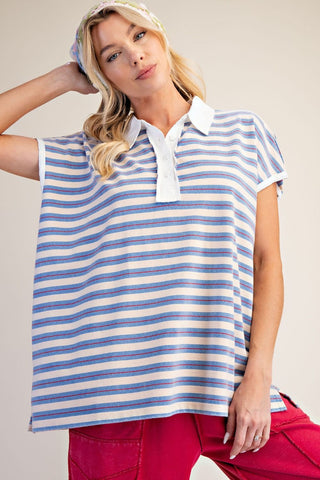 Allison Blue Stripes Top