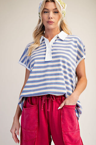 Allison Blue Stripes Top