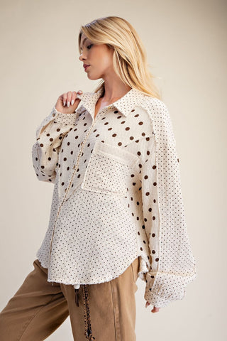 Vanilla Bean Polka Dot Button Down