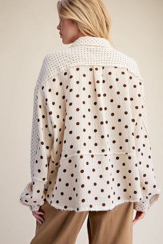 Vanilla Bean Polka Dot Button Down