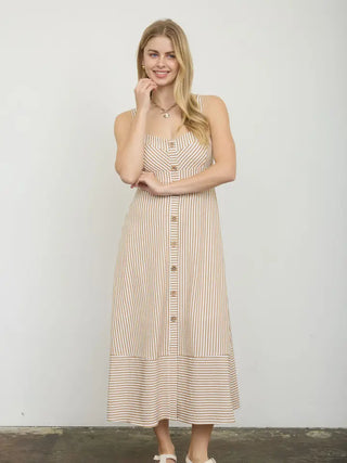Piper Taupe Stripes Dress