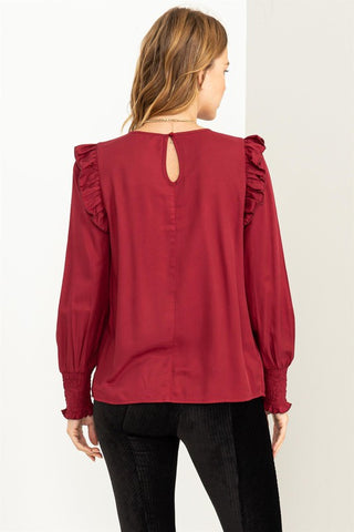 Pulling It Together Wine Blouse
