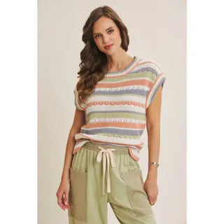 Kate Apricot Stripes Top