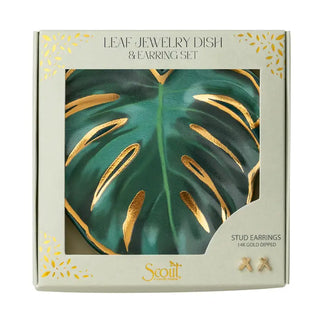 Leaf Dish & Stud Earring
