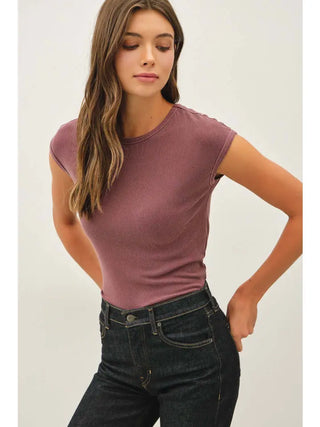 Mauve Over Ribbed Tee
