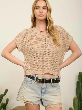 Lace Up Khaki Crochet