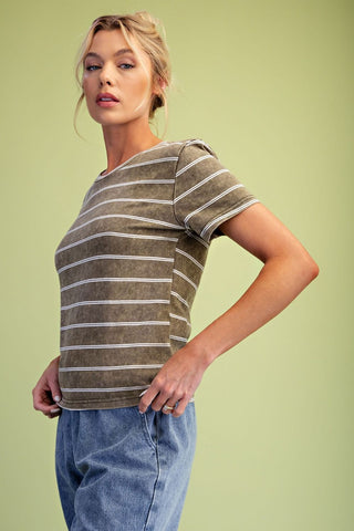 Faded Olive Stripe Tee