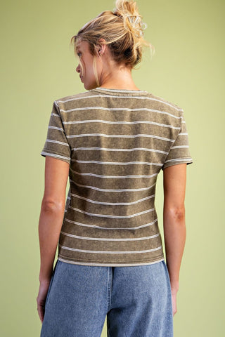 Faded Olive Stripe Tee