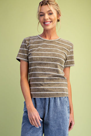 Faded Olive Stripe Tee