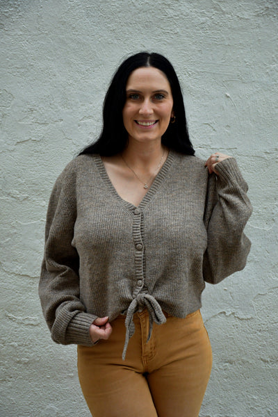 Cropped And Trendy Brown Sweater