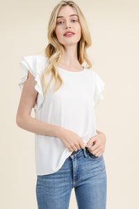 Staging White Ruffle Blouse