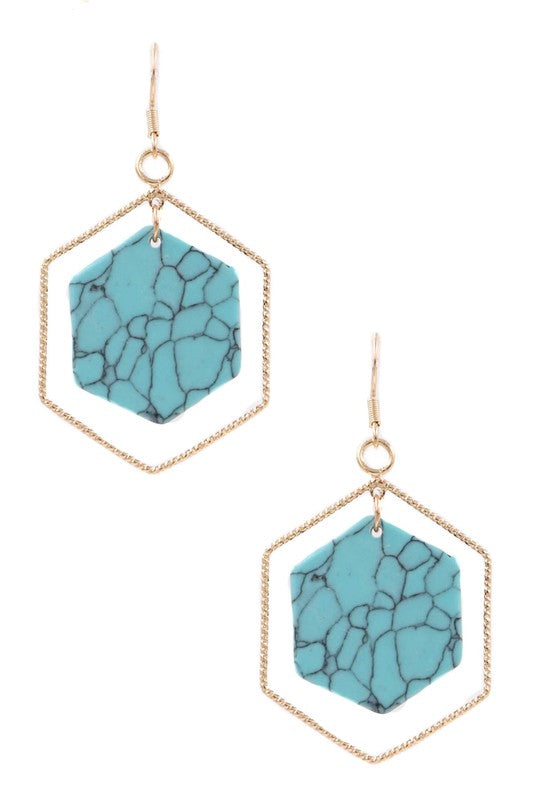 Turquoise Metal Jewel Earrings