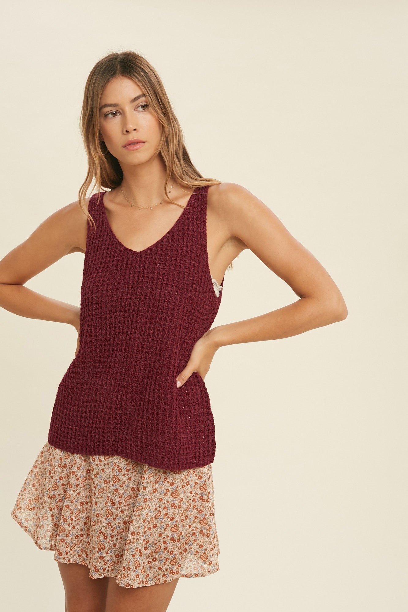 Wined To Perfection Crochet Knit Top