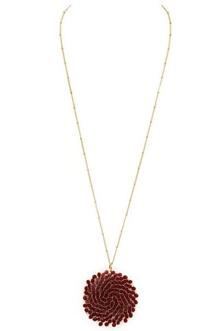 Seed Bead Cluster Necklace Burgundy