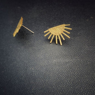 Sunburst Brass Boho Stud Earrings, Minimalist - Stud Collection