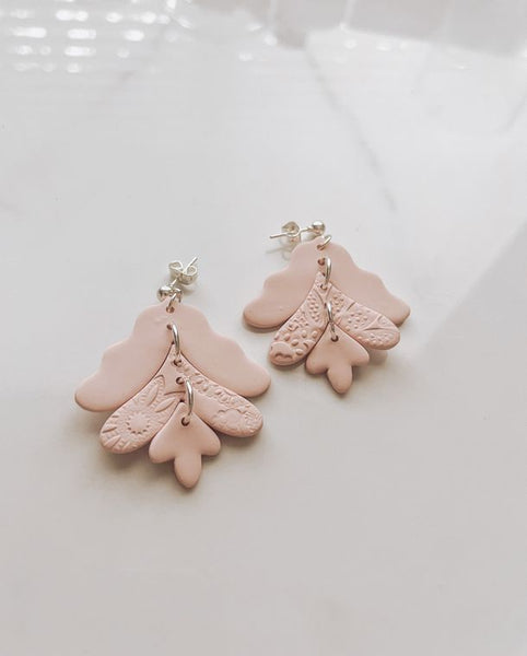 Lynnae I Light Pink Floral Printed Earrings